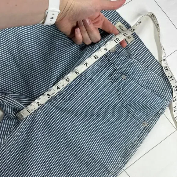 Madewell Jeans Womens 27 Blue White Piper Striped 9" Mid Rise Skinny Railroad - Picture 9 of 12